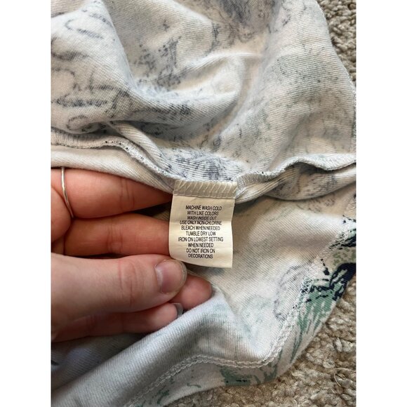 ALC Floral Text Script Top Size 3X Light Green Silver Black 100% Cotton Romantic - Picture 7 of 8